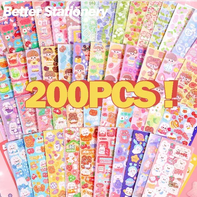20-200PCS No-Repeated Kawaii Stickers for Kids Cute Set Pack DIY Material Decoration Sticker Laser Laptop Scrapbook Sticker
