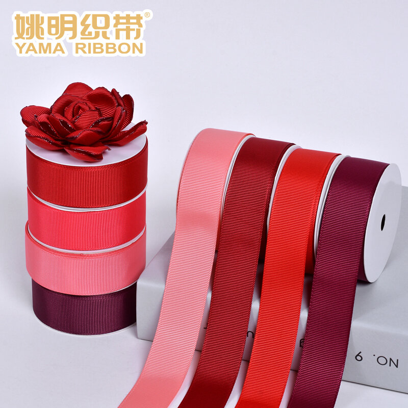 YAMA webbing 25mm strap fabric Edge Satin Ribbon Woven Crafts Gift Packing Hair Bow Red Series for Diy Dress Accessory House