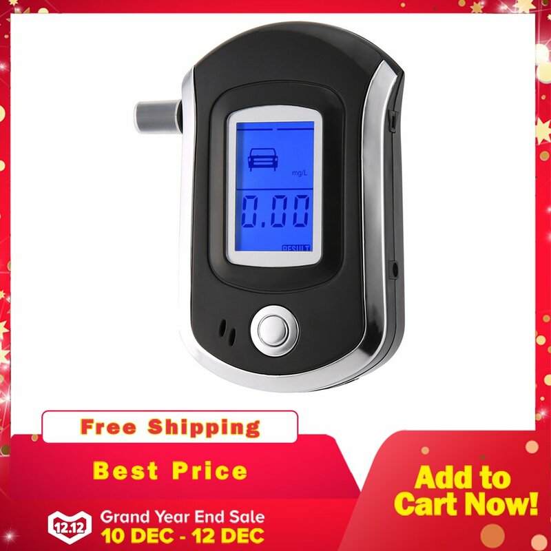 Hot Digital Breath Alcohol Tester LCD Analyzer With 5 Mouthpiece High Sensitivity Professional Quick Response AT6000