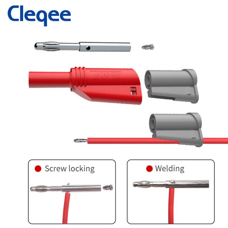 Cleqee-Conector sem solda para multímetro, empilhável, plugue de banana seguro, solda, montagem, alta qualidade, P3005, 4mm