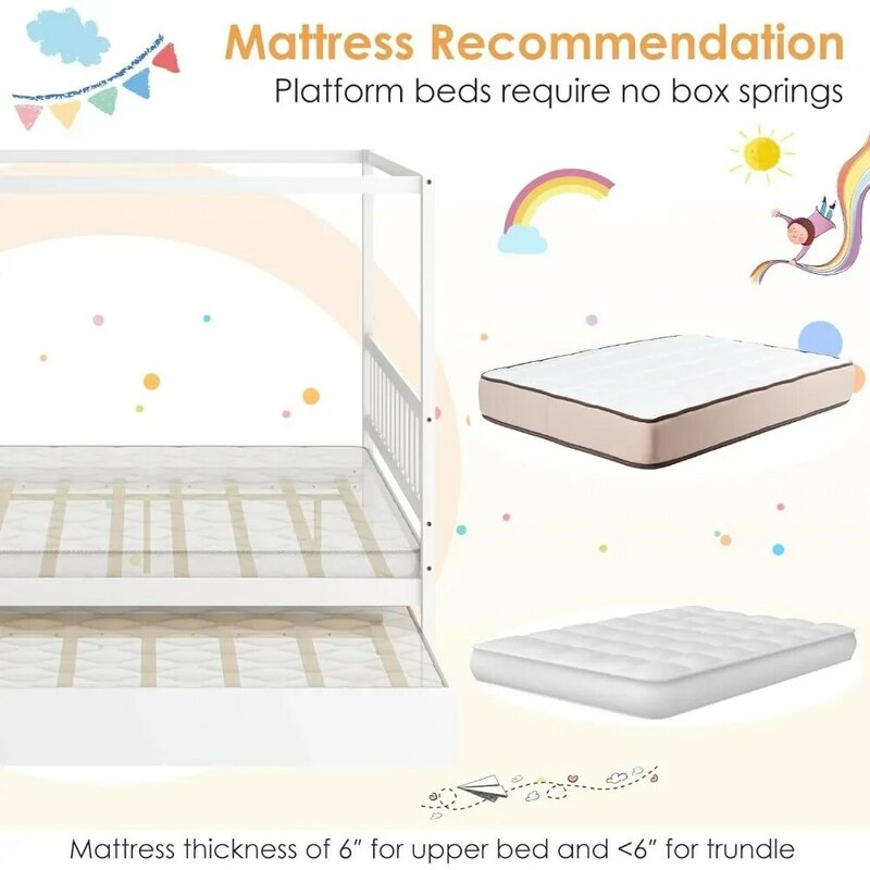 Moldura de cama infantil, nenhuma mola box necessária, Estrutura de cama