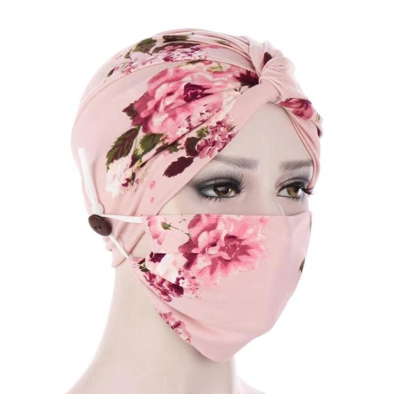 Moslemische Hüte Frauen Seite Taste für Maske Hängen Modal Turban Chemo Hut Kopf Wrap Kappe Turbane Kopf Schal Frauen Headwrap
