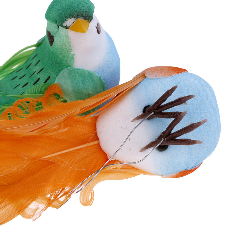 Plumas de espuma de simulación aleatoria, accesorios de decoración de jardín de pájaros coloridos, miniaturas, 1 unidad