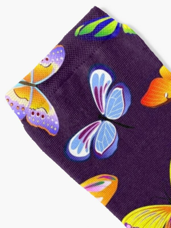 Calcetines de diseñador para hombre y mujer, medias con dibujo de mariposa, pintura de acuarela, ilustración #1