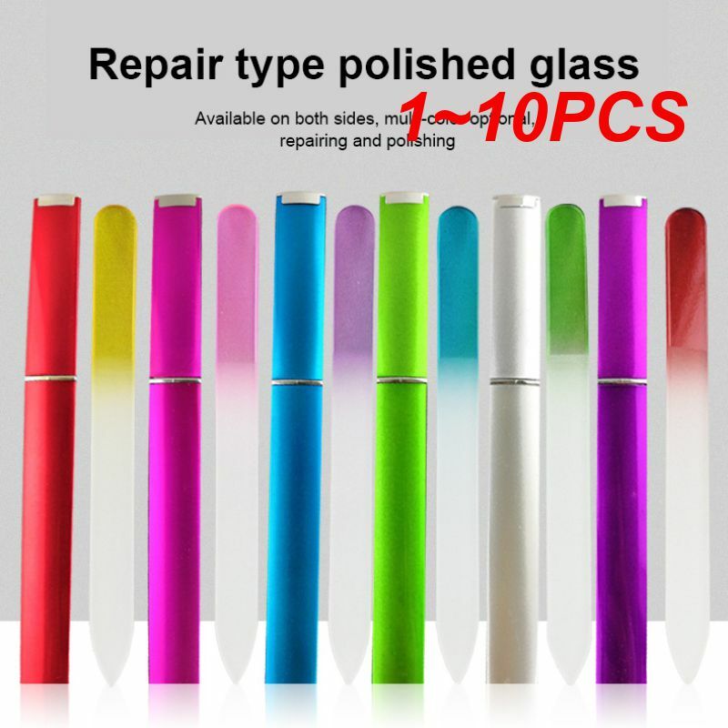 1 ~ 10 pezzi lima per unghie in cristallo di facile utilizzo con finitura liscia portatile lucida colorata per unghie naturali