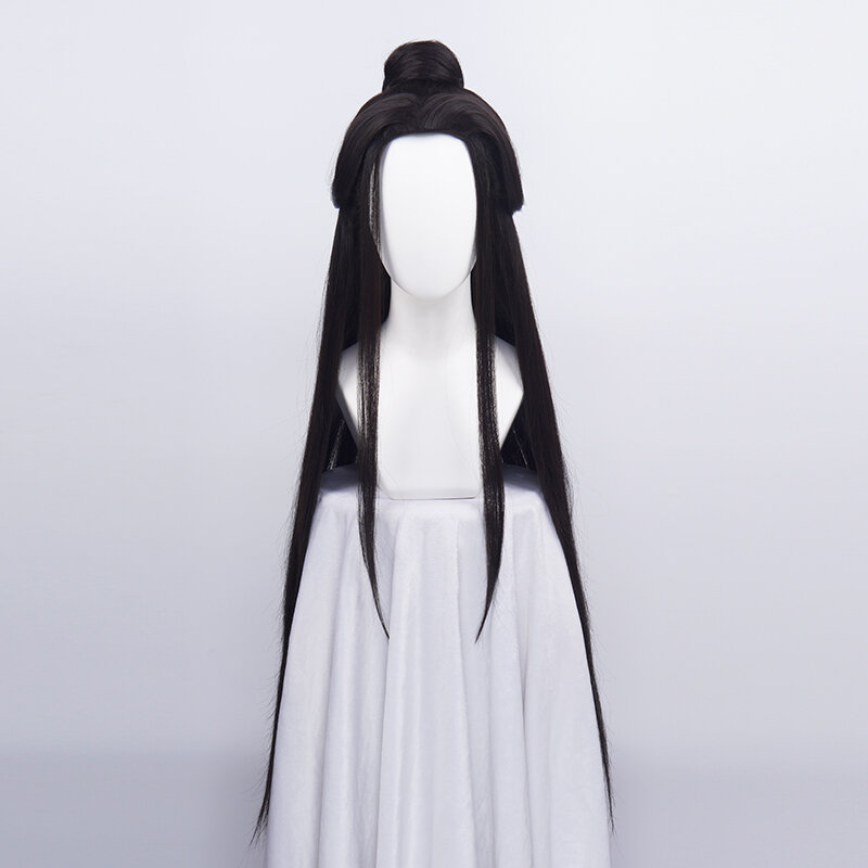 Peluca de Cosplay de Manga Heaven Official's Blessing Xie Lian, cabello negro largo de 90cm, Tian Guan Ci Fu Ancientry, moño de Chip Universal