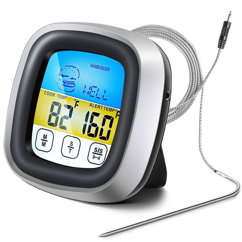 デジタルキッチン温度計プローブタッチスクリーン肉バーベキュー食品温度測定ツールステーキbbqタイマー調理ツール1個