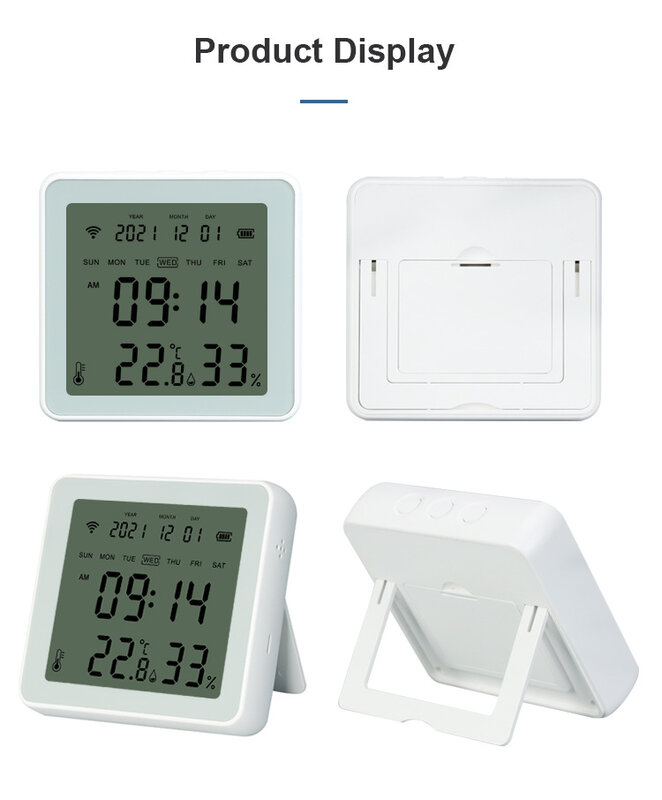 Zigbee-ワイヤレス温度および湿度センサー、アラーム時計、バックライト、リモートモニタリング、湿度計