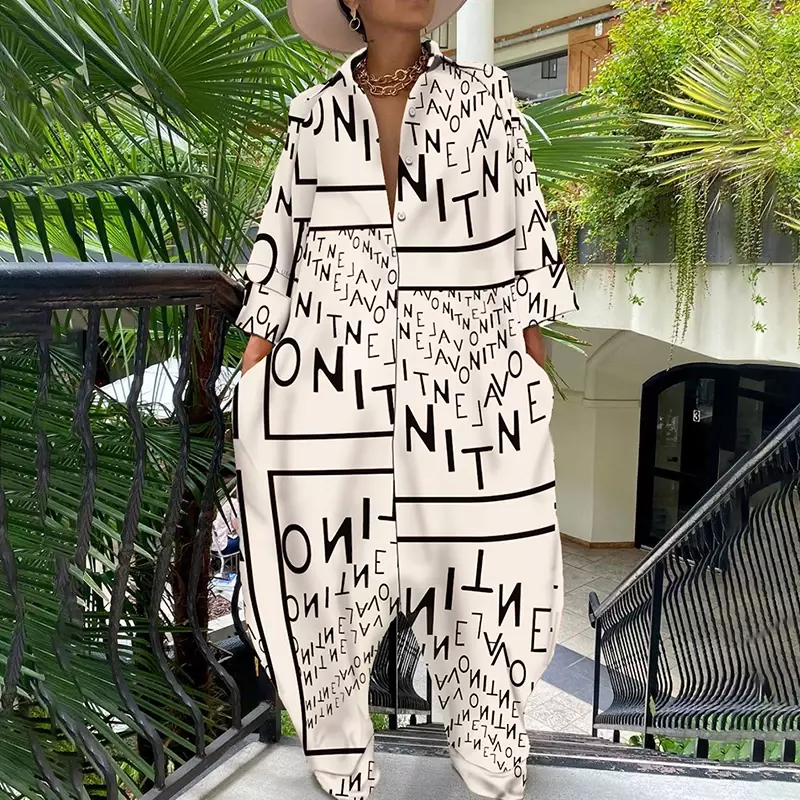 One Piece Sets Summer Casual Loose Oversize Long Sleeve Plaid Overalls Graphic Print Buttoned Pocket Design Casual Jumpsuit