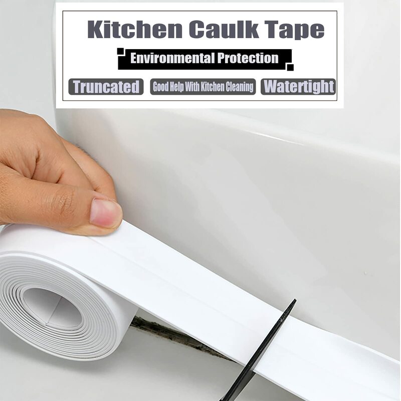 Impermeável PVC Caulk Selagem Fita, auto-adesivo, Anti Mold, Banheiro e WC Edge Sealer, Chuveiro Banho, 3,2 m