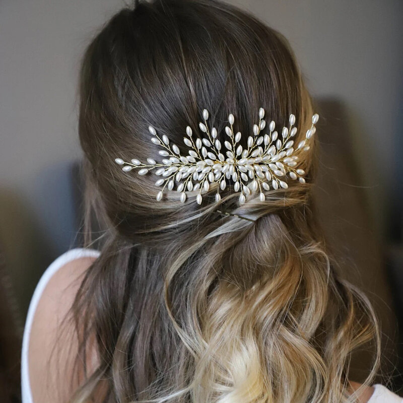 Peines de pelo de perlas de moda coreana, horquillas y Clips hechos a mano para mujeres y niñas, accesorios de joyería de peinado de boda para novia