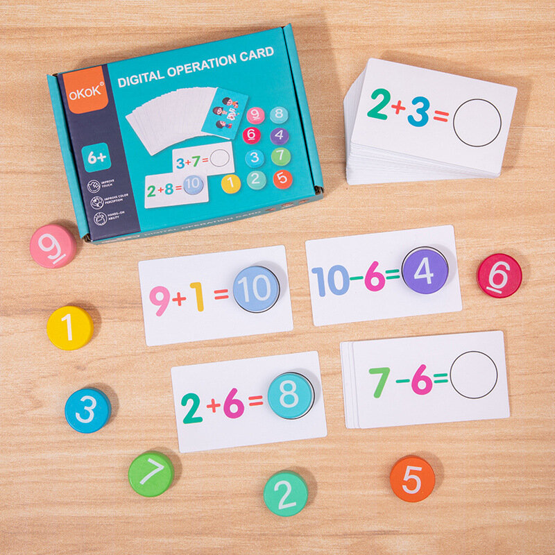 Brinquedos Matemáticos Montessori para Crianças, Brinquedos Matemáticos, Cartas Aritméticas, Jogos de Combinar, Adição e Subtração, Contagem Educacional Precoce