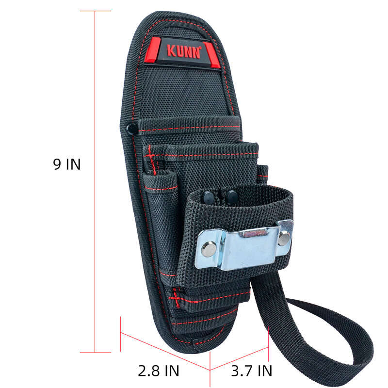 KUNN حقيبة أدوات صغيرة مع مشبك حزام ، منظم صيانة صغير ، حافظة ، ثونغ شريط كهربائي ، مشبك قياس الشريط