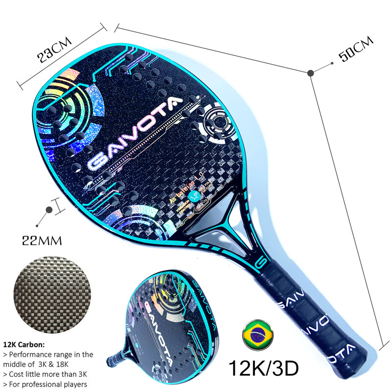 GAIVOTA 2023 nuova racchetta da beach Tennis 3K/12K/18K superficie ruvida + zaino