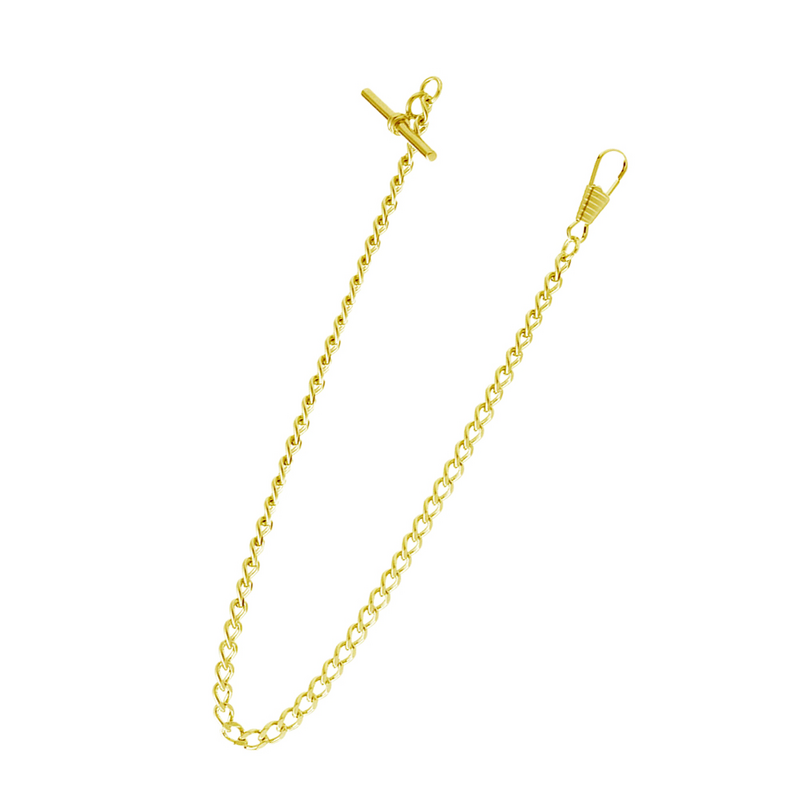 65cm przyzwoite metalowe łańcuszki do zegarków kieszonkowych Vintage klamra w kształcie litery T męskie dżinsy dla kobiet mężczyzn (złote)
