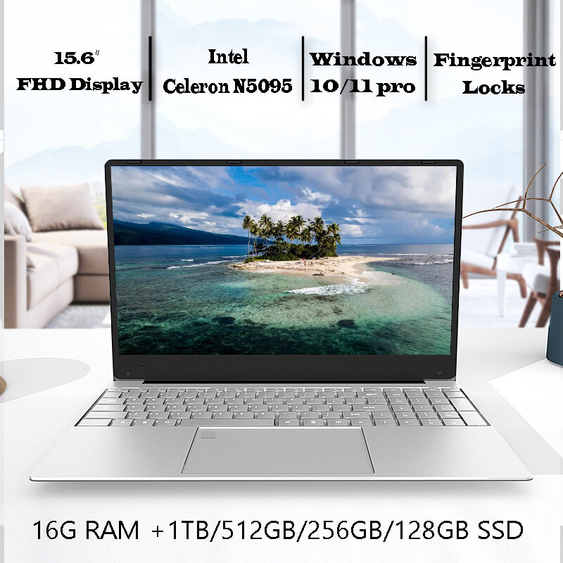 노트북 윈도우 11/10 프로 인텔 16G RAM 128G, 256G, 512G, 1T SSD, 지문 잠금 PC, 듀얼 와이파이 2.4G, 5.0G