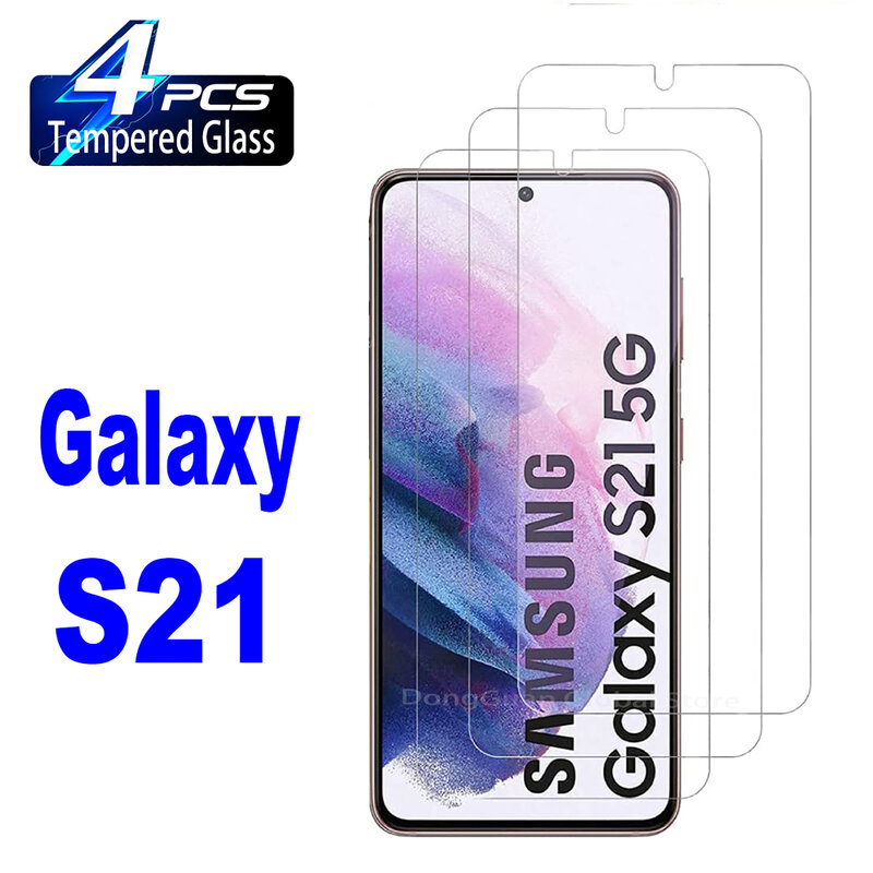 삼성 갤럭시 S21 5G SM-G991 지문 잠금 해제 강화 유리, 스크래치 방지 화면 보호대 유리, 1 개 4 개, 0.2mm
