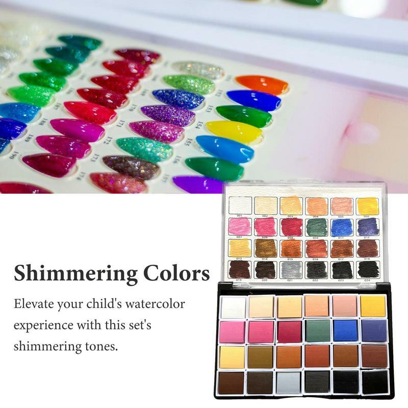 Color Paint Set Set Of 24 Long-Lasting Color Paint Pearlescent Colors Painting Art Accessories For Nail Art Crafts DIY Classroom