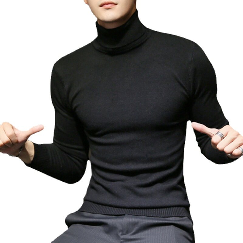 2022 Musim Gugur dan Musim Dingin Baru Pria Semua Pertandingan Turtleneck Sweter Ramping Pria Kasual Pullover Sweater Pakaian Pria