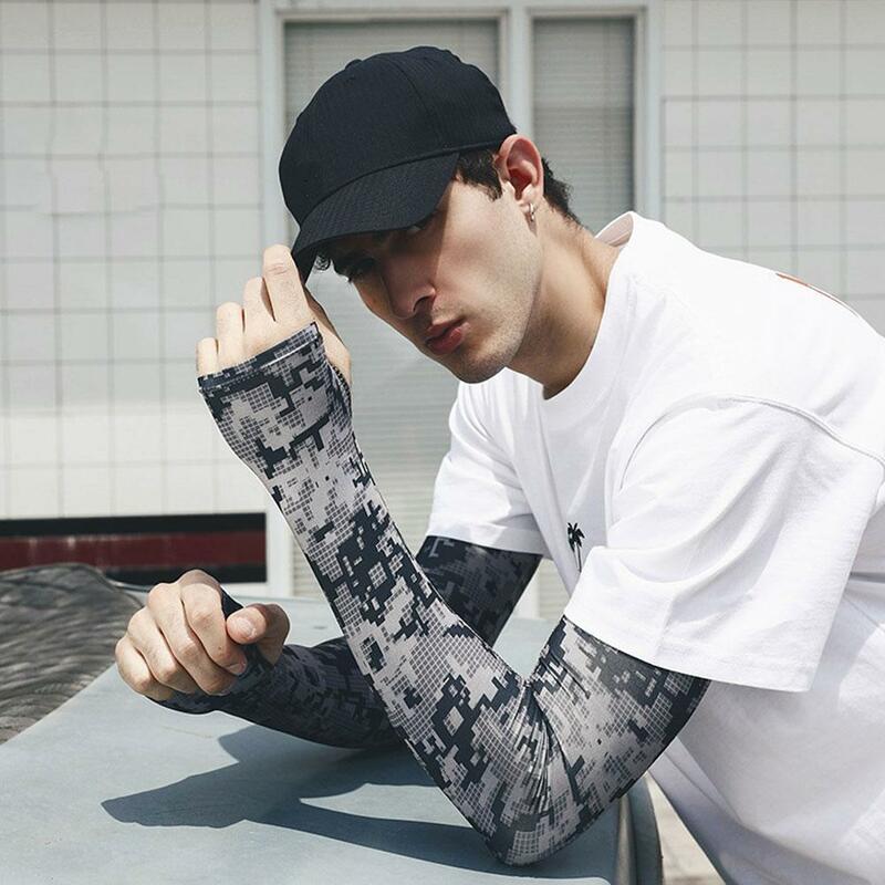 Uv Solar Arm Sleeve Men Summer Camouflage Ice Silk Long Sleeve Outdoor Fishing Sun-protective Men's Sports Cycling Arm Cover