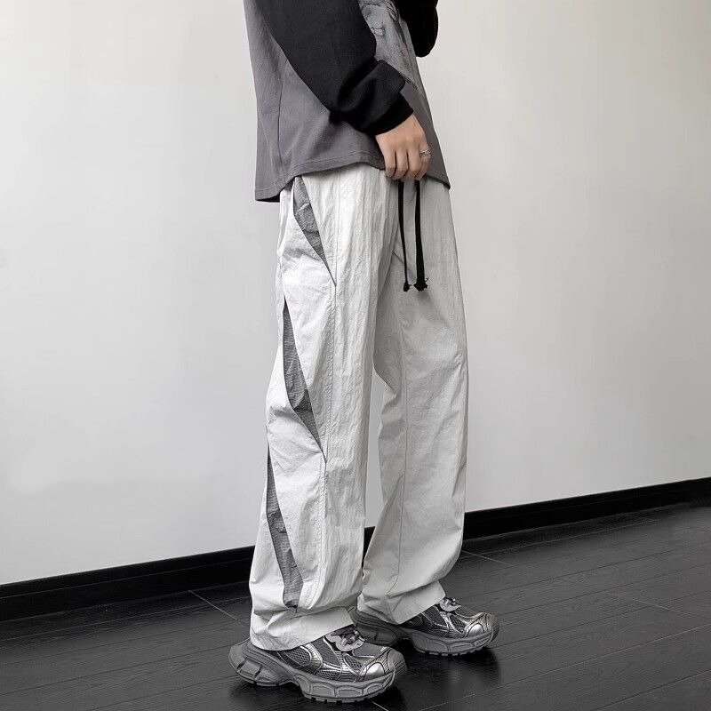 American Streetwear Men Clothing Straight Pants Spring Autumn New Fashion Harajuku Oversize Elastic Waist Casual Wide Trousers