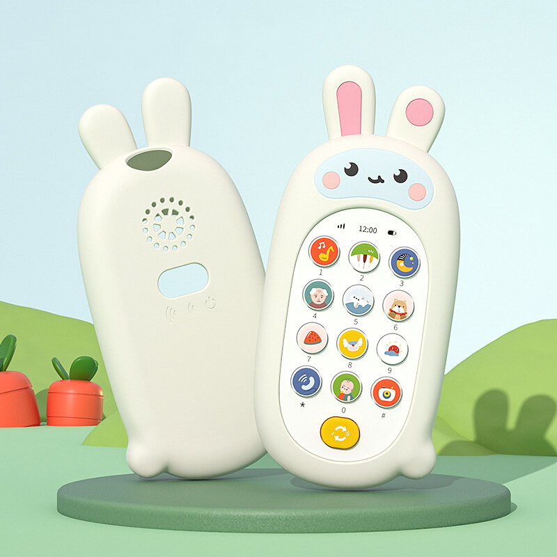 Teléfono Móvil de silicona para niños, juguetes calmantes, rompecabezas para bebé, Educación Temprana, teléfono de música de simulación para bebé de 0 a 3 años
