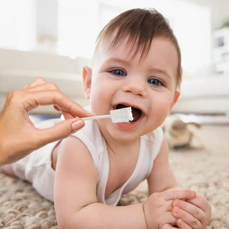 아기 혀 클리너 신생아 60/120 팩, 유연한 아기 구강 클리너, 유아 칫솔, 아기 입 거즈 껌 청소