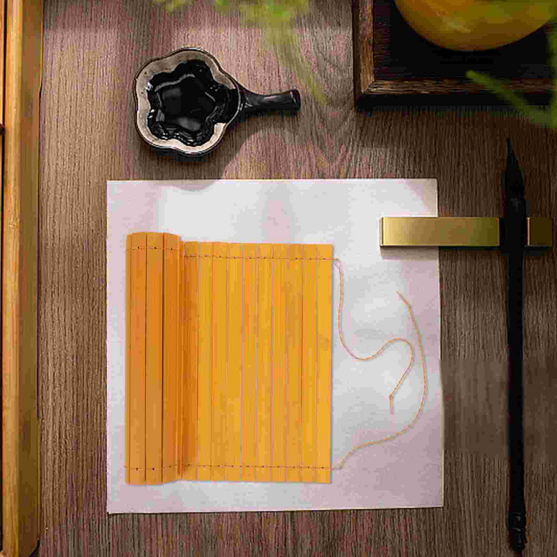 Bambu Slip kaligrafi ukiran Retro buku Menu bambu + lembar kosong bantalan Prop