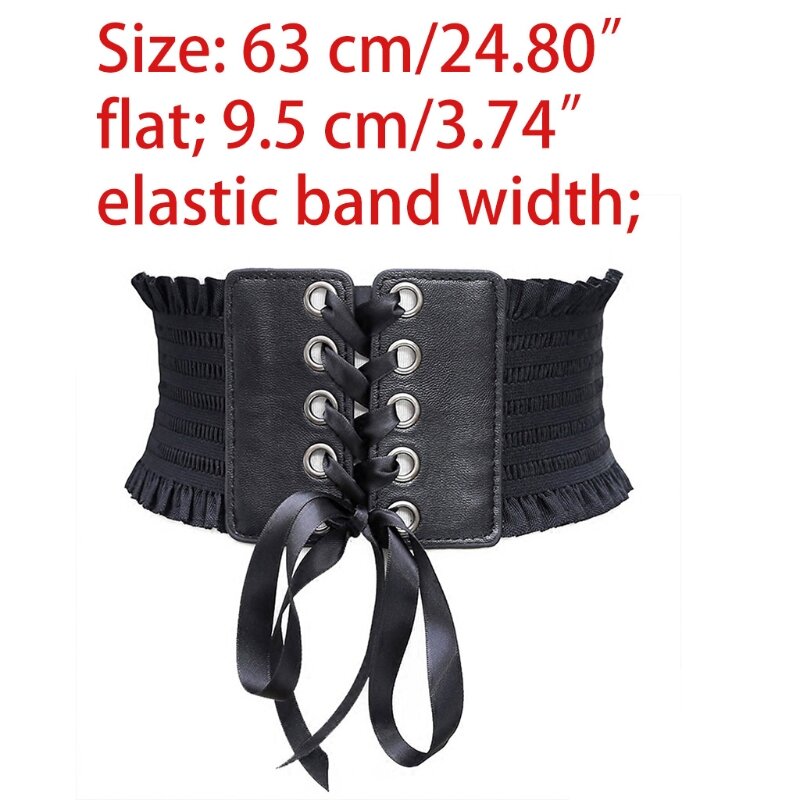 Y1UB Flexible Girls Broad Waist Belt PU Leather Embellished Metal Button Closure Women Wardrobe Must-have Piece