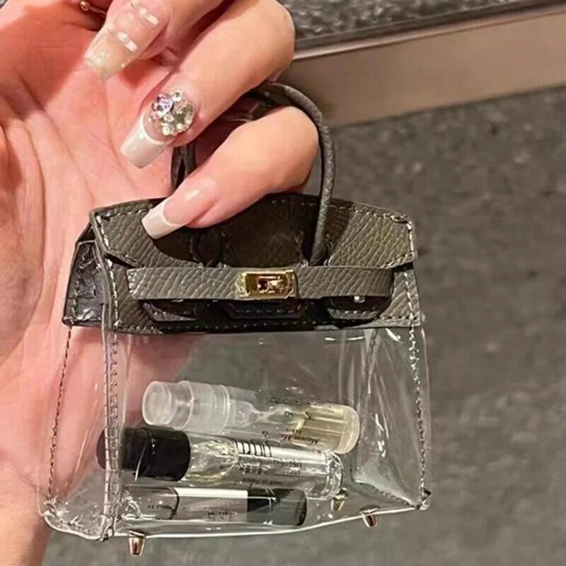 Bolsa de llave de coche transparente creativa, Mini bolsa de llave de coche de moda exquisita, cubierta de mano femenina exquisita, regalo de cumpleaños