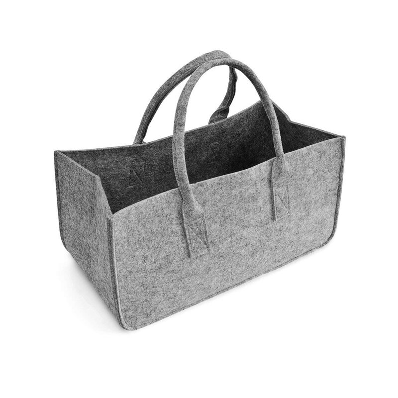2X Felt Purse, Felt Storage Bag Large Capacity Casual Shopping Bag - Gray