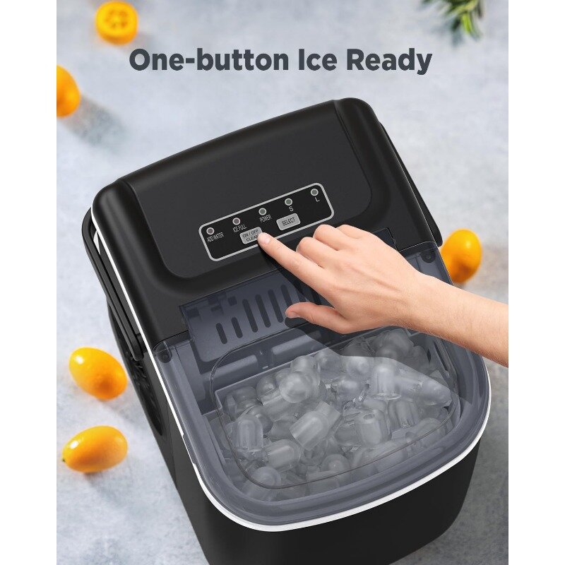Silon Countertop Ice Maker, Máquina de auto-limpeza com gelo colher e cesta, 9 Cubos Pronto em 6 Mins, 26lbs em 24Hrs