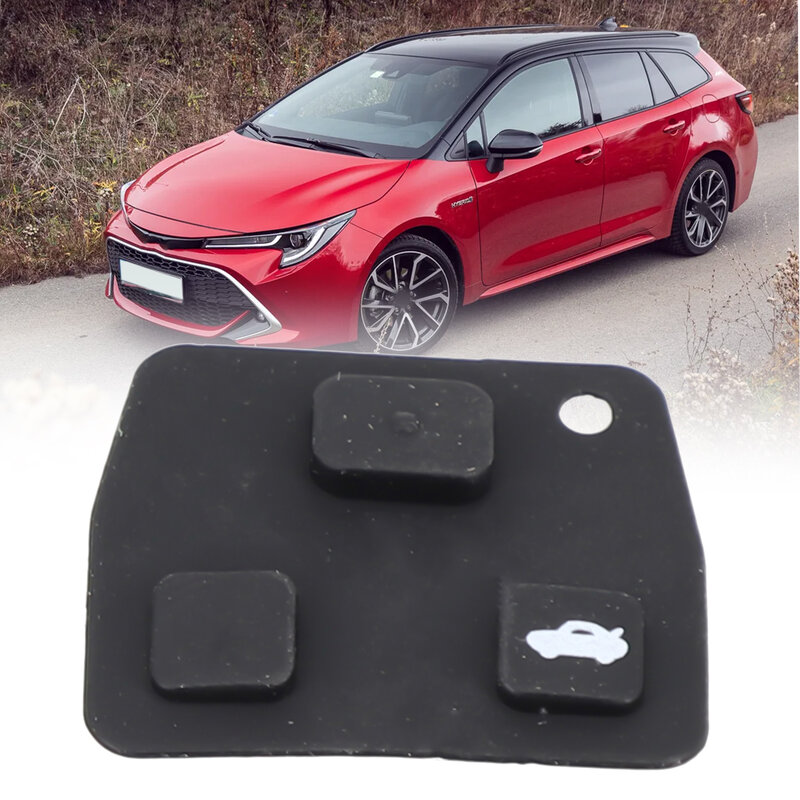 1x kunci Remote 3 tombol hitam karet mobil, pengganti bantalan karet saklar perbaikan untuk mobil Toyota