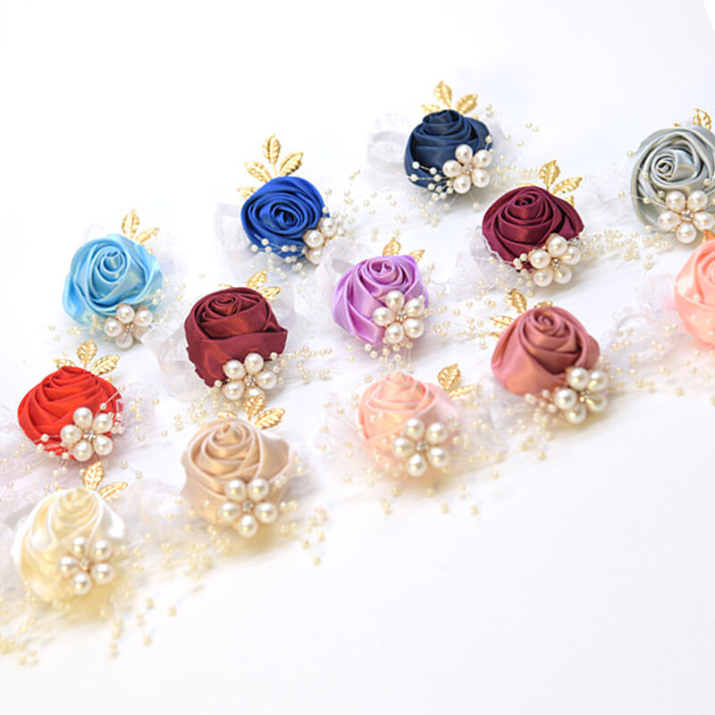 Bracelet rose de demoiselle d'honneur, accessoires de mariage, corsage de mariée, fleur de main de mariage