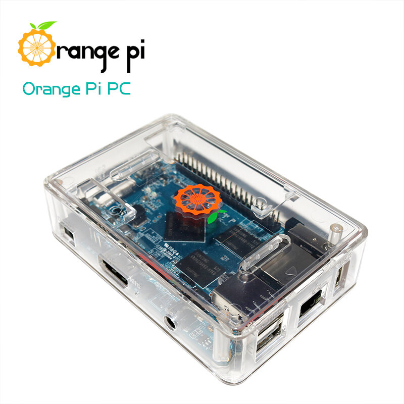 Orange Pi-Open Source Single Board, Caixa Transparente ABS, Fonte de Alimentação, Android Suportado, Ubuntu, Debian