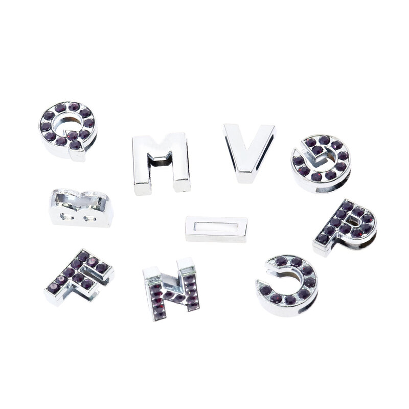 8mm viola cristallo diapositiva lettera Charms per braccialetto che fa gioielli donna A-Z braccialetto fai da te collare per animali accessori portachiavi 1 pz