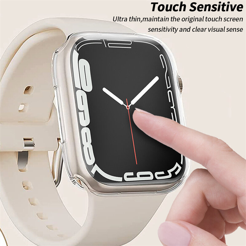 Protector de pantalla para funda de Apple Watch, 45mm, 41mm, 44MM, 40MM, 42mm, 38MM, cubierta completa de TPU, accesorios para iwatch series 9, 8, 7, SE, 6, 3