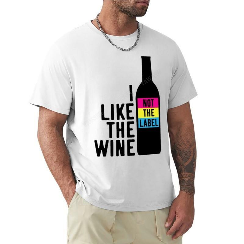 Футболка мужская хлопковая с круглым вырезом, рубашка с принтом животного, с надписью «I Like The Wine Not The Label», топ, черный цвет