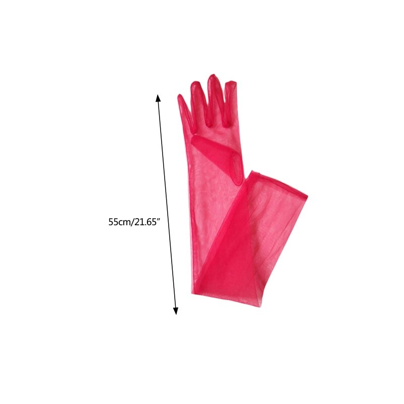 X7YC-guantes largos transparentes de tul para mujer, manoplas de dedo completo, guantes de vestir ultrafinos para boda y fiesta