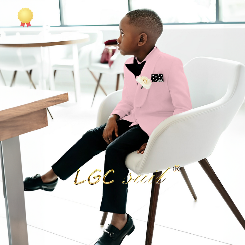 Boy's wedding ivory single-button suit and black trousers 2-piece set, suitable for children 2~16 years old customized suit