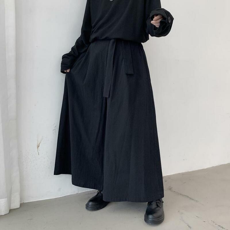 Modne męskie spodnie odzież w stylu punkowym i ulicznym mroczny styl samurajskie spodnie wiosenne zasznurowane jesienne spodnie na Cosplay