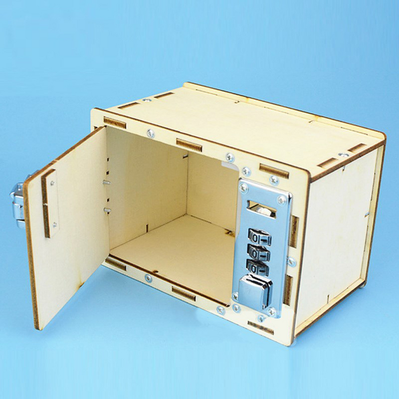 木製の機械式パスワードボックス、パスワードボックス、diy科学貯金箱、子供の銀行