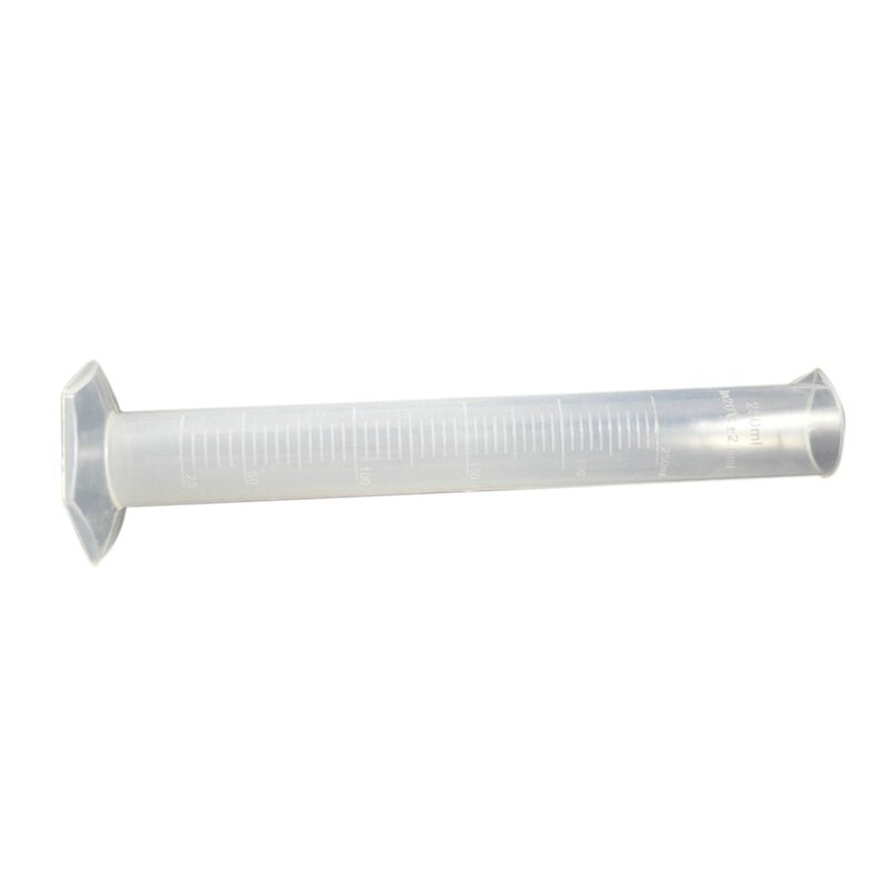 Cilindro plástico graduado para laboratório, medição de líquidos, branco transparente, 3X, 250ml