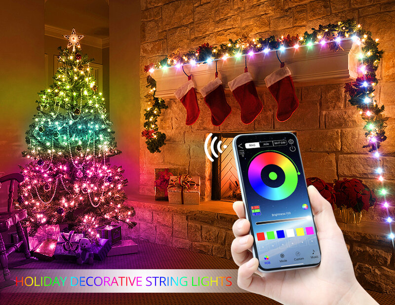 Guirnalda de luces LED con USB para decoración del hogar, guirnalda de luces para árbol de Navidad con Control remoto por aplicación, Bluetooth inteligente, regalo, 2023