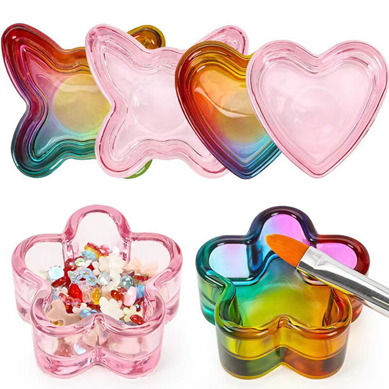 Crystal Glass Acrylic Powder Liquid Nail Cup Colorful Pen Washer Cup Bowl Cup Holder Equipment Nail Art Tools Without Cover