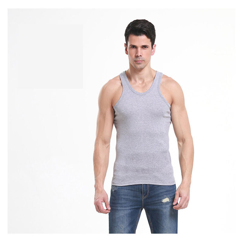 남성 근육 조끼 코튼 속옷 민소매 탱크 탑 여름 솔리드 언더 셔츠 o-넥 체육관 의류 보디 빌딩 싱글 티셔츠