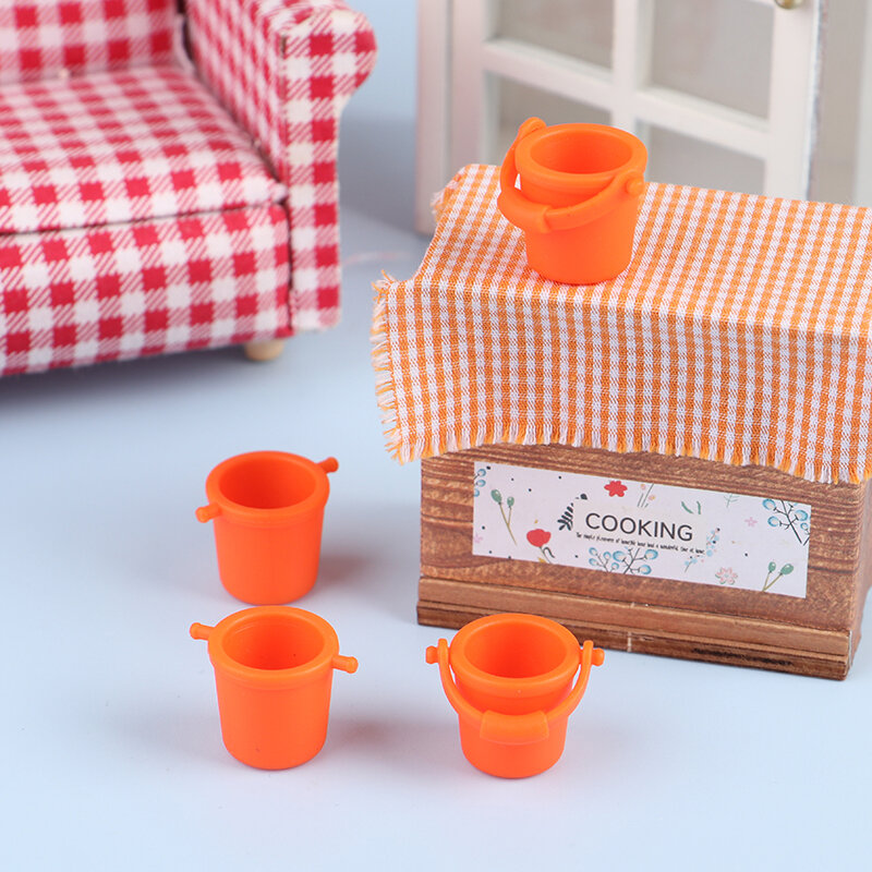 Mini cubos de agua de simulación para casa de muñecas, 2 piezas, 1/12, Cubo de playa para jardín, accesorios para casa de muñecas, juguetes de simulación