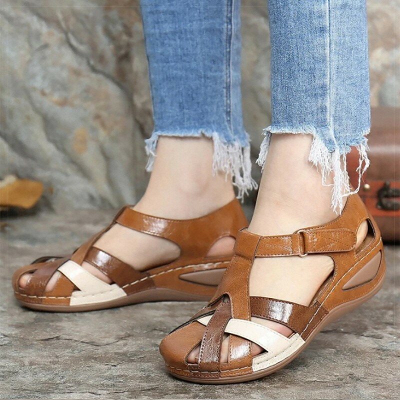 Sandalias de tacón bajo suaves para mujer, zapatos elegantes de tacón ligero, calzado de verano