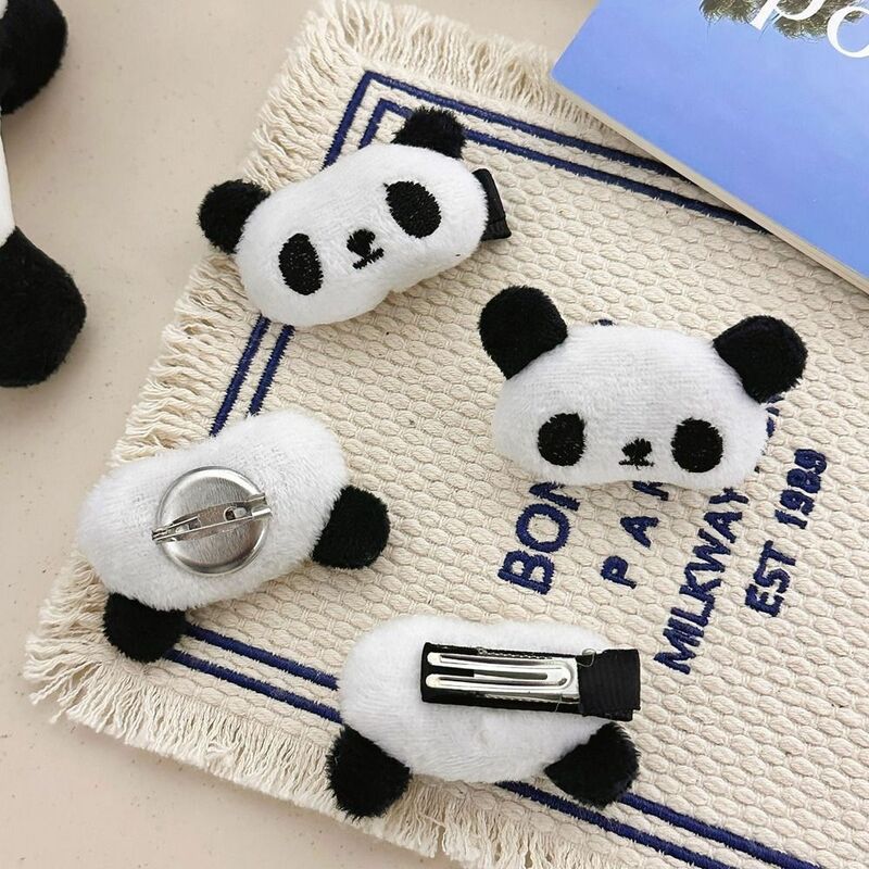 Chinese Cartoon Lovely Plush Panda Headband Hairpin Brooch Hair Rope Aggregate Cute 3D Animal Head Doll Jewelry Hair Accessories