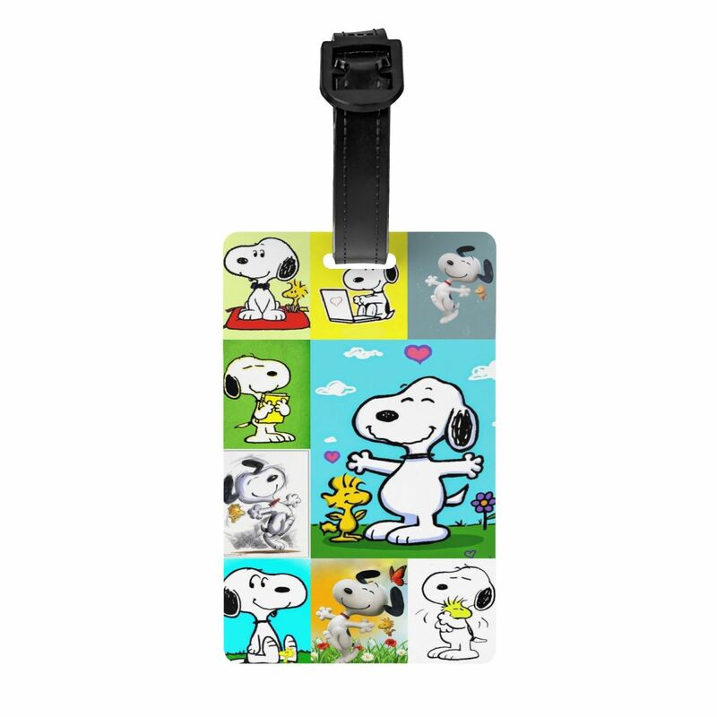Etichette personalizzate per bagagli Snoopy Cartoon per valigie etichette per bagagli divertenti copertina per la Privacy carta d'identità con nome